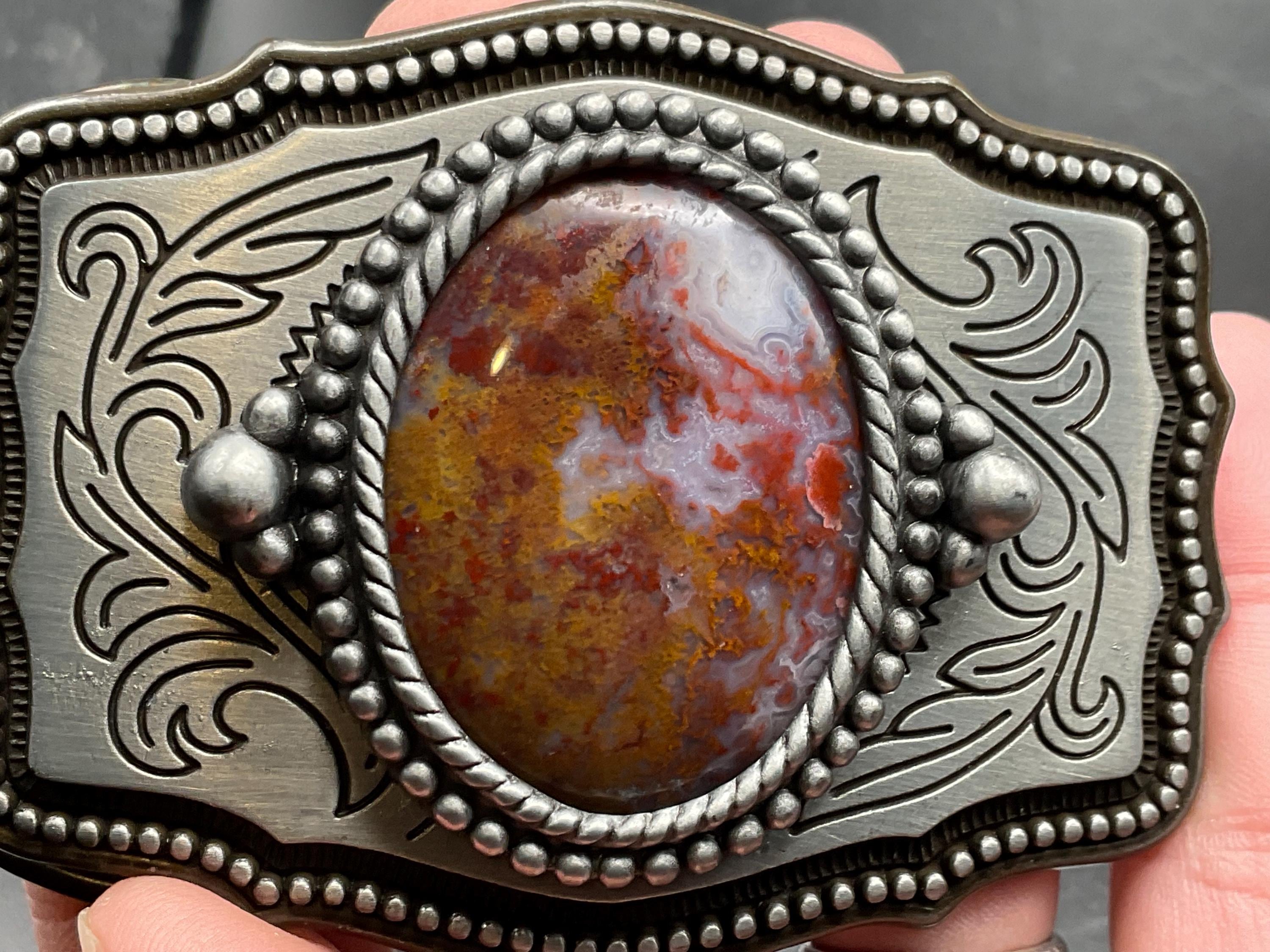 Agate Slice Belt Buckle Brown and Cream Agate Belt Buckles - Etsy main image 3