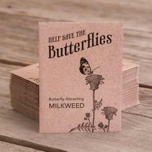 Help Save the Butterflies - Milkweed Flower Seed Mix - 25 Seed Packets - Perfect Eco-Friendly Gift for DIY Gardeners or Earth Day-Monarch