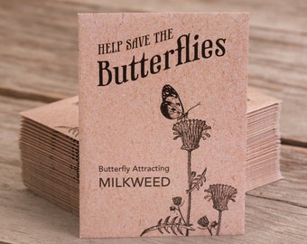 Help Save the Butterflies - Milkweed Flower Seed Mix - 25 Seed Packets - Perfect Eco-Friendly Gift for DIY Gardeners or Earth Day-Monarch