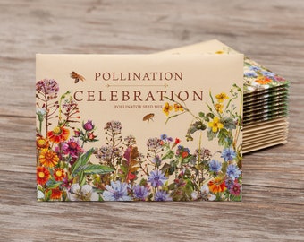 Pollination Celebration - Pollinator Wildflower Mix - 25 Seed Packets- Perfect Eco-Friendly Gift for DIY Gardeners - NON-GMO