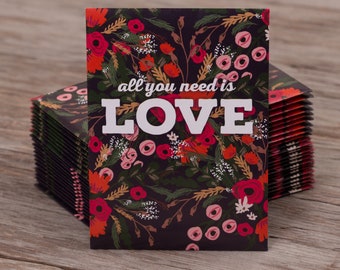All You Need Is Love - Bouquet Wildflowers Seed Packets - 25 Seed Packets- Perfect Eco-Friendly Gift for Weddings or Events - Non GMO Seeds