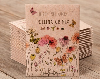 Pollinator Butterfly - Pollinator Wildflower Mix - 25 Seed Packs- Perfect Eco-Friendly Gift for DIY Gardeners and Friends - Non GMO Seeds