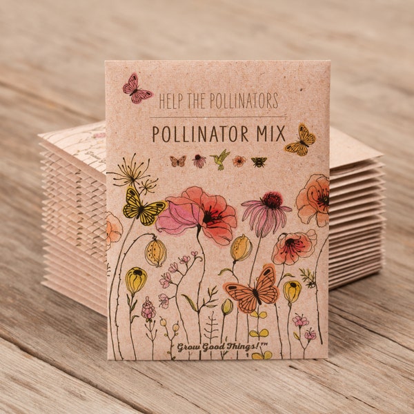 Pollinator Butterfly - Pollinator Wildflower Mix - 25 Seed Packs- Perfect Eco-Friendly Gift for DIY Gardeners and Friends - Non GMO Seeds