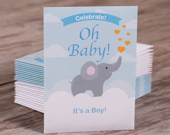 Oh Baby It's a Boy Elephant - Wildflower Mix - 25 Seed Packets- Perfect Eco-Friendly Gift for DIY Gardeners or New Homeowners - Non GMO Seed