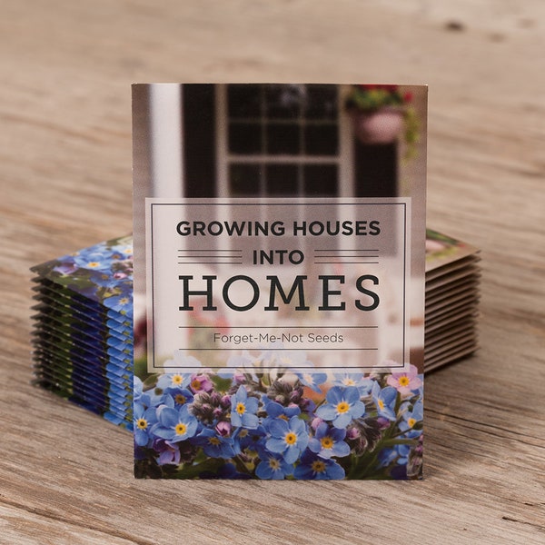 Growing Houses Into Homes - Forget Me Not - 25 Seed Packets- Perfect Eco-Friendly Gift for DIY Gardeners or New Homeowners - Non GMO Seeds