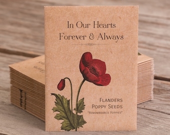 Custom Seed Packets - In Our Hearts Remembrance Memorial - Flanders Poppies