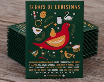 12 Days of Christmas Gift Tag Card - 12 Types of Flowers Mix Seed Packets - 25 Seed Packets - Non-GMO