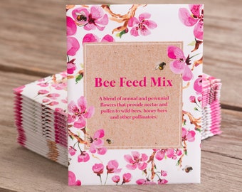 Bee Feed - Wildflower - 25 Seed Packets- Perfect Eco-Friendly Gift for DIY Gardeners or New Homeowners - Non GMO Seeds