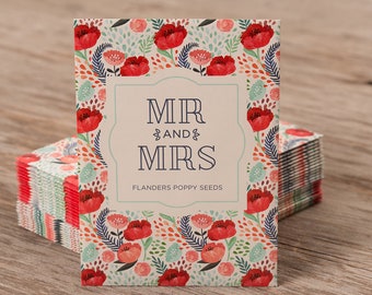 Mr. and Mrs. Wedding - Poppy - 25 Seed Packets- Perfect Eco-Friendly Gift for DIY Gardeners or New Homeowners - Non GMO Seeds