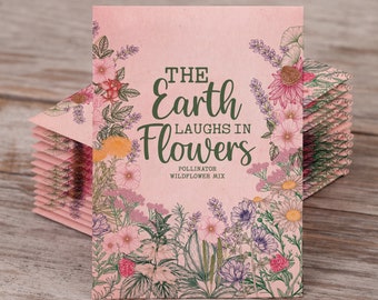 The Earth Laughs in Flowers - Wildflower Mix Seed Packets - 25 Seed Packs- Perfect Eco-Friendly Gift for Gardeners & Friends - Non GMO Seeds