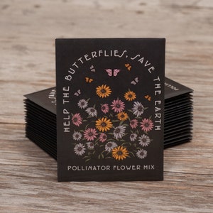 Help Butterflies Help Pollinators - Pollinator Wildflower - 25 Seed Packets- Perfect Eco-Friendly Gift for Gardeners - Non-GMO Flower Seed