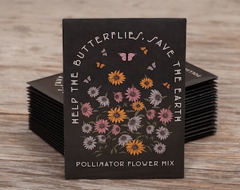 Help Butterflies Help Pollinators - Pollinator Wildflower - 25 Seed Packets- Perfect Eco-Friendly Gift for Gardeners - Non-GMO Flower Seed