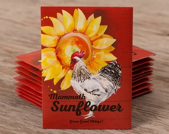 Chicken in Red - Mammoth Sunflower - 25 Seed Packets-Perfect Eco-Friendly Gift for DIY Gardeners or New Homeowners - Non GMO Seeds