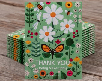 Thank You Today Everyday - Pollinator Flower Mix Seed Packets - 25 Seed Packets- Perfect Eco-Friendly Thank You Gift - Blank Card - Non GMO