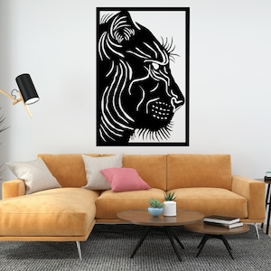 Jaguar Portrait Metal Wall Decor: Laser Cut Animal Art