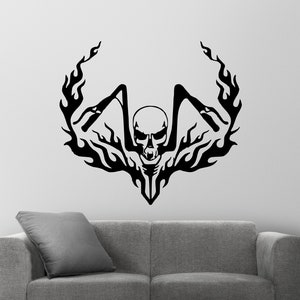 Harley Davidson Skull Metal Wall Decor: Handlebar Flame Art
