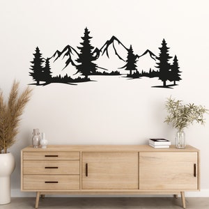 Mountain and Forest Metal Wall Art: Nature Landscape Decor