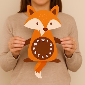 Fox Pendulum Wall Clock: Silent Kids Room Decor, Laser-Cut Plywood