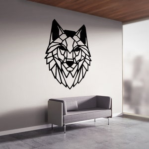 Metal Geometric Wolf Wall Art: Modern Home Decor