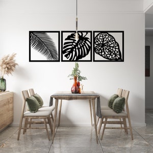 Metal Tropical Leaf Wall Decor: Monstera Art Set