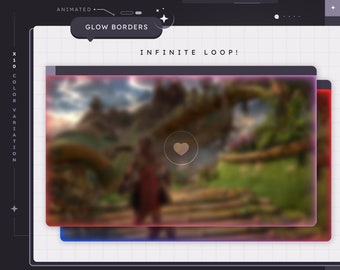 May include: A blurred image of a video game scene with a heart icon in the center. The image has a glowing red, blue, and purple border. The text "INFINITE LOOP!" is displayed above the image.