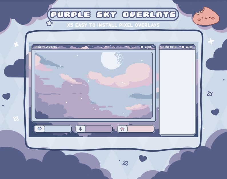 X5 Purple Cloud Stream Twitch Overlays Customizable Cute | Etsy Canada
