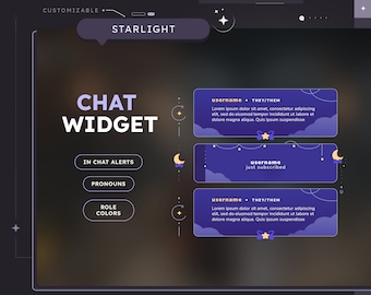 Starlight Chat Widget (CUSTOMIZABLE COLORS) | Twitch Overlays | Pastel | Aesthetic | Gamer | Streamer | Chat Overlay | Cozy | Lo-fi