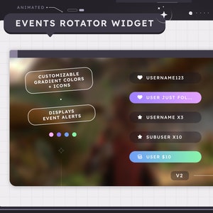 Animated Gradient Event Rotator Widget V2 (CUSTOMIZABLE COLORS and icons) | Twitch | Pastel Minimal | Aesthetic | Gamer | Streamer | Lo-fi