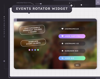 Animated Gradient Event Rotator Widget V2 (CUSTOMIZABLE COLORS and icons) | Twitch | Pastel Minimal | Aesthetic | Gamer | Streamer | Lo-fi