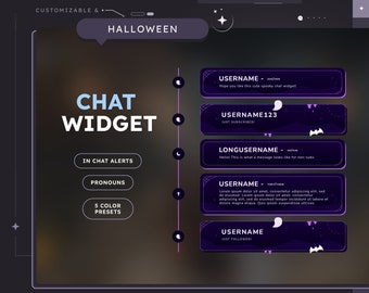 Animated Halloween Chat Widget (CUSTOMIZABLE COLORS) | Twitch Overlays | Spooky | Aesthetic | Gamer | Streamer | Chat Overlay | Cozy | Lo-fi