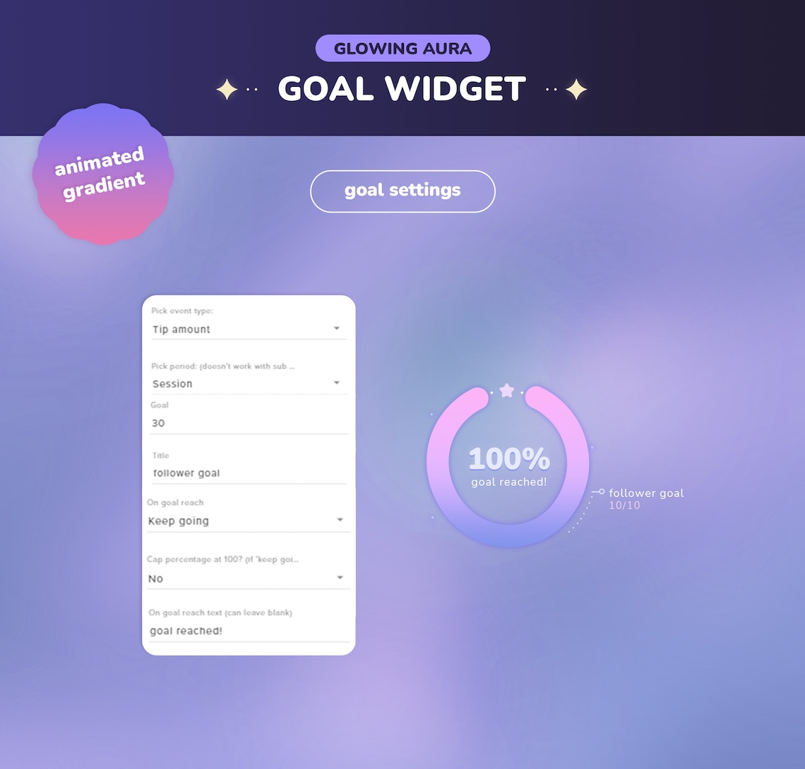 Animated Glowing Aura Round Goal Widget (CUSTOMIZABLE COLORS) | Twitch ...