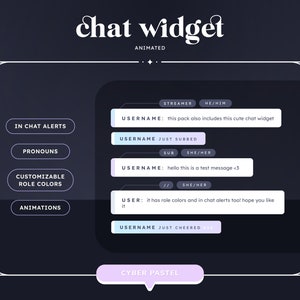 Animated Cyber Pastel Chat Widget (CUSTOMIZABLE) | Twitch Overlays | Pastel | Aesthetic | Gamer | Streamer | Chat Overlay | Cozy | Lo-fi