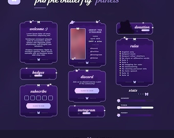 Purple Butterfly Panels Pack | Customizable | PSD's included