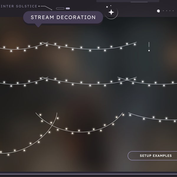 ANIMATED Winter Solstice Stream Add-on | Twitch | Streamer | Christmas Lights | Sparkles | Stars | Stream Decoration | Stream Overlay