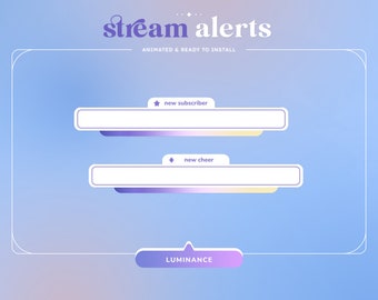 ANIMATED Luminance Stream Alerts | Twitch | Streamer | Purple | Soft Gradient | Moon | Celestial | Cloud | Pastel | Cosmic | Aesthetic