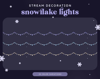 ANIMATED Snowflake Lights Stream Add-on | Twitch | Streamer | Christmas Lights | Sparkles | Stars | Stream Decoration | Stream Overlay