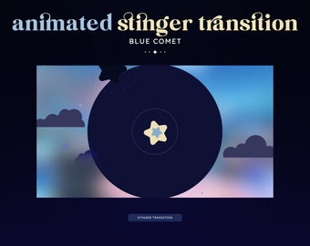 ANIMATED Blue Comet Stinger Transition | Twitch Transition | Streamer | Purple | Cosmic | Celestial | Moon | Stars | Cloud | Soft Gradient