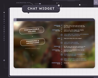 Widget de chat flocon de neige minimal animé (COULEURS PERSONNALISABLES) | Superpositions Twitch | Esthétique | Joueur | Banderole | Superposition de chat | Cosy | Lo-fi