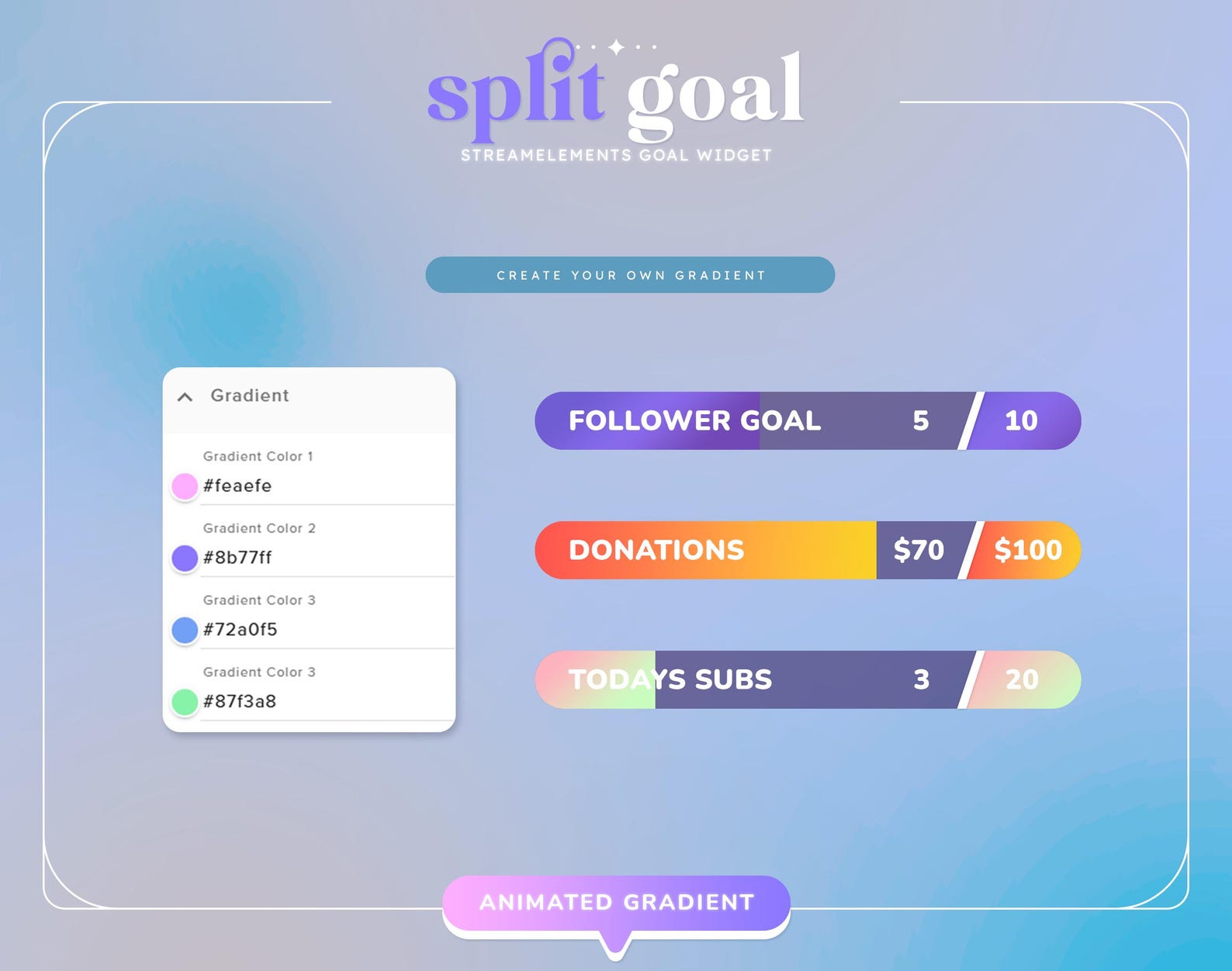 Animated Gradient Split Goal Widget (CUSTOMIZABLE COLORS) | Twitch ...