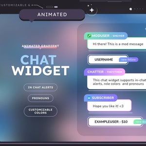 Animated Gradient Chat Widget (CUSTOMIZABLE COLORS) | Twitch Overlays | Pastel | Aesthetic | Gamer | Streamer | Chat Overlay | Cozy | Lo-fi
