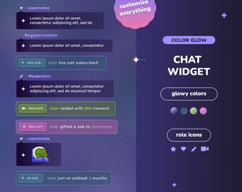 Animated Color Glow Chat Widget (CUSTOMIZABLE COLORS) | Twitch Overlays | Pastel | Aesthetic | Gamer | Streamer | Cozy | Glowy