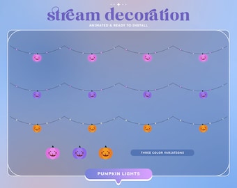 ANIMATED Pumpkin Lights Stream Add-on | String Lights | Twitch | Streamer | Halloween Decoration | Stream Decoration | Stream Overlay