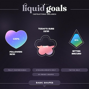 Liquid Goal Widget (CUSTOMIZABLE COLORS) | Twitch | Minimal | Gradient | Aesthetic | Streamer | Sub Goal | Cozy | Lo-fi