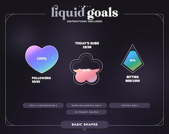 Liquid Goal Widget (CUSTOMIZABLE COLORS) | Twitch | Minimal | Gradient | Aesthetic | Streamer | Sub Goal | Cozy | Lo-fi