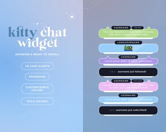 Browser Kitty Chat Widget (CUSTOMIZABLE COLORS) | Twitch Overlays | Minimalist | Aesthetic | Gamer | Streamer | Chat Overlay | Cozy | Lo-fi
