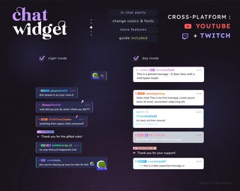 YOUTUBE & TWITCH Cross-platform Gradient Chat Widget (Customizable Colors) | Alerts, Role Clors, and more features