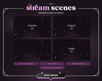 ANIMATED Pink Demon Animated Scenes | Twitch Screens | Halloween | Aesthetic | Purple