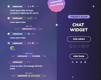 Animated Project Glow Chat Widget (CUSTOMIZABLE COLORS) | Twitch Overlays | Pastel | Aesthetic | Gamer | Streamer | Glowy | Cozy