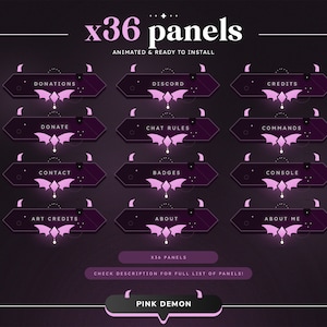 Pink Demon Twitch Panels | Purple | Pink | Halloween | Aesthetic | Twitch Graphics | Streamer Graphics