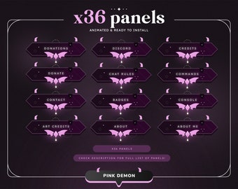 Pink Demon Twitch Panels | Purple | Pink | Halloween | Aesthetic | Twitch Graphics | Streamer Graphics